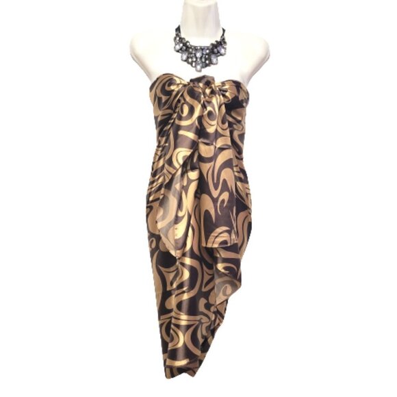 Pareo Sarong Skirt Swimsuit Cover Up Strapless Dress for Beach Vacation Wedding - Picture 1 of 8